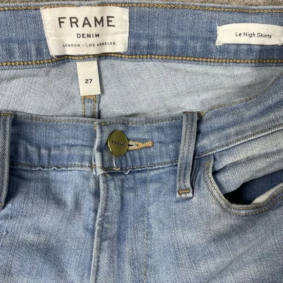 Frame Jeans Womens 27 Le High Skinny Shredded Chewed Raw Hem Distressed Punk 90s - Picture 4 of 12